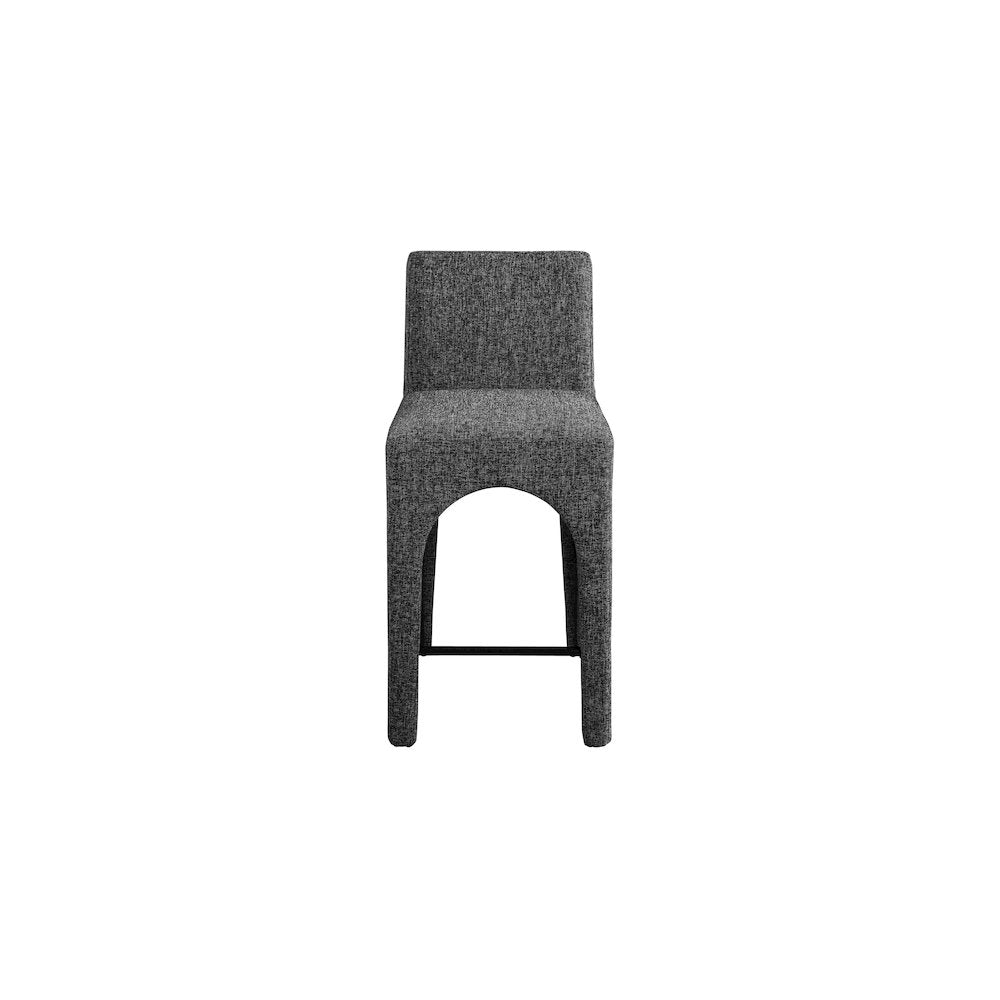 Gramercy Black Linen Textured Fabric Stool