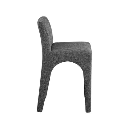 Gramercy Black Linen Textured Fabric Stool