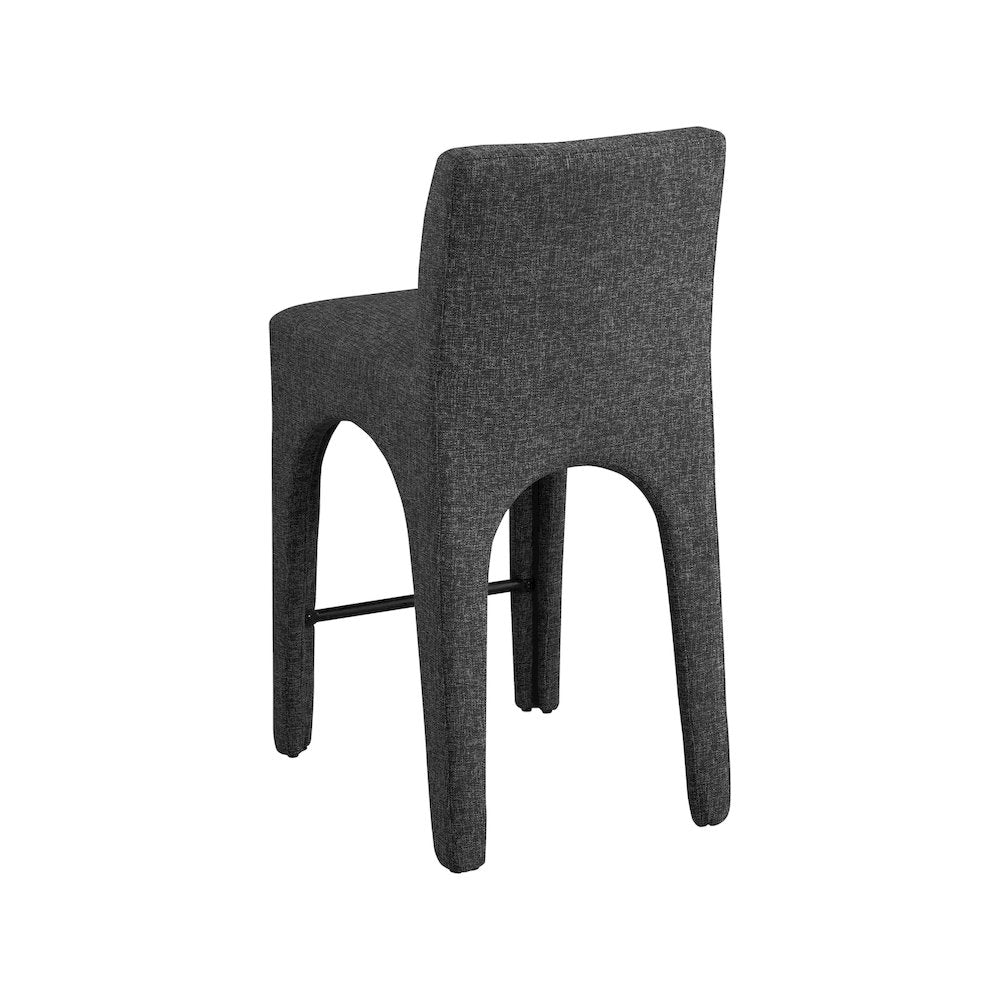 Gramercy Black Linen Textured Fabric Stool