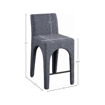 Gramercy Blue Linen Textured Fabric Stool