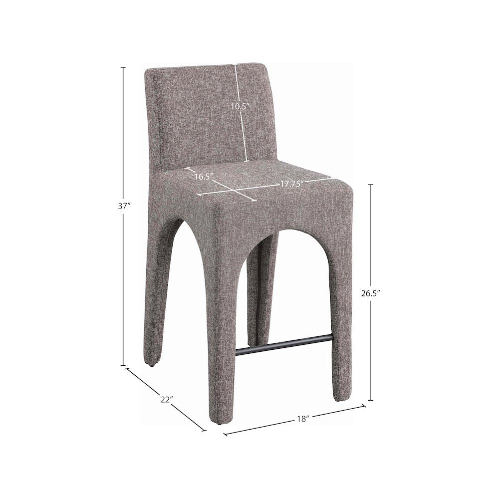 Gramercy Brown Linen Textured Fabric Stool
