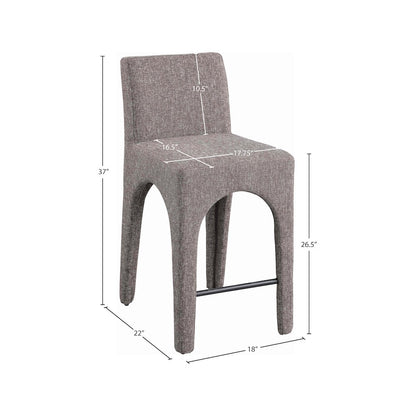 Gramercy Brown Linen Textured Fabric Stool