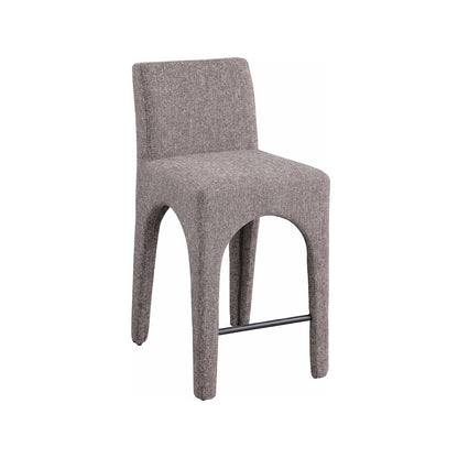 Gramercy Brown Linen Textured Fabric Stool