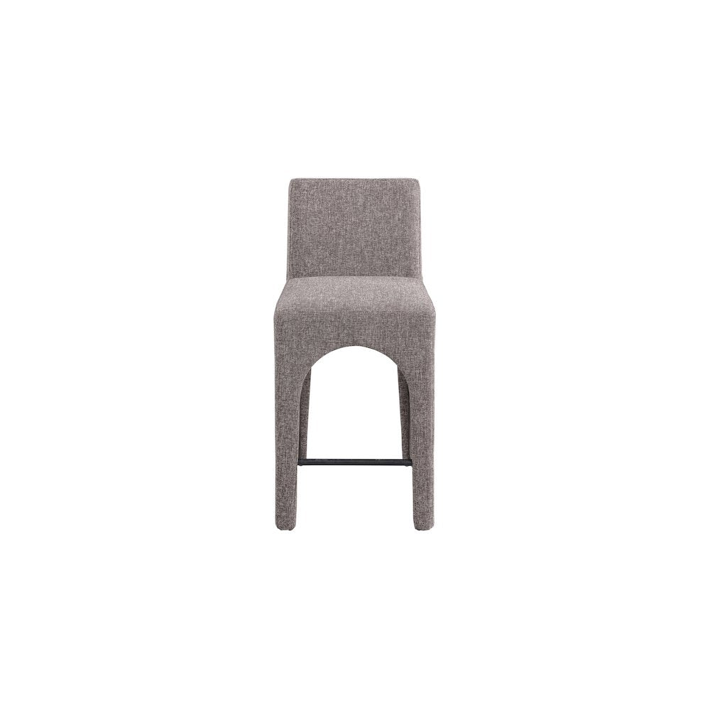 Gramercy Brown Linen Textured Fabric Stool