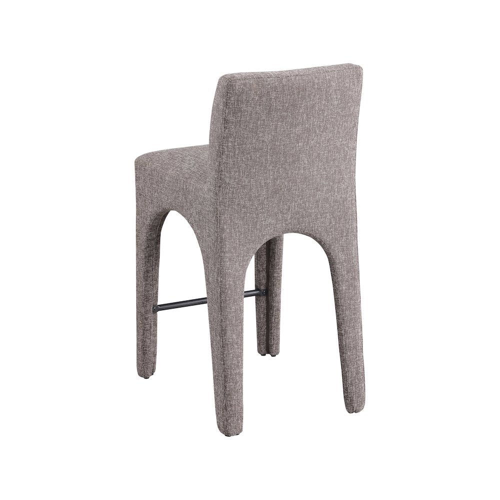 Gramercy Brown Linen Textured Fabric Stool