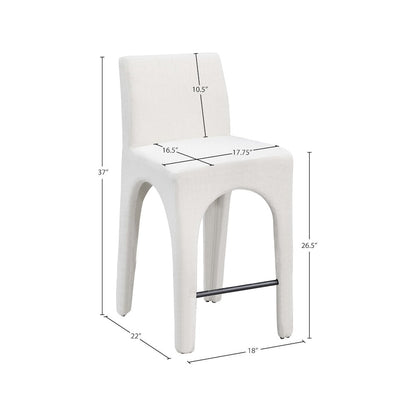 Gramercy Cream Linen Textured Fabric Stool