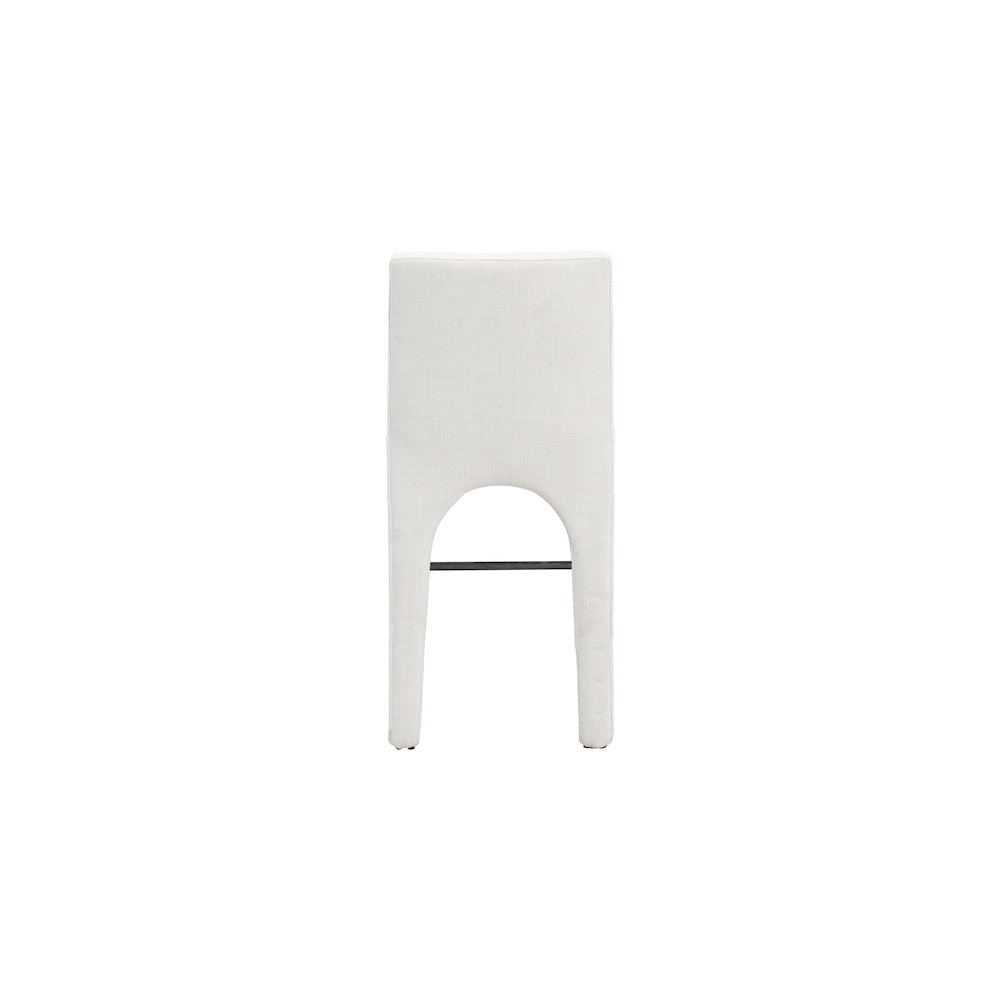 Gramercy Cream Linen Textured Fabric Stool