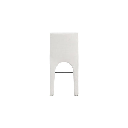 Gramercy Cream Linen Textured Fabric Stool