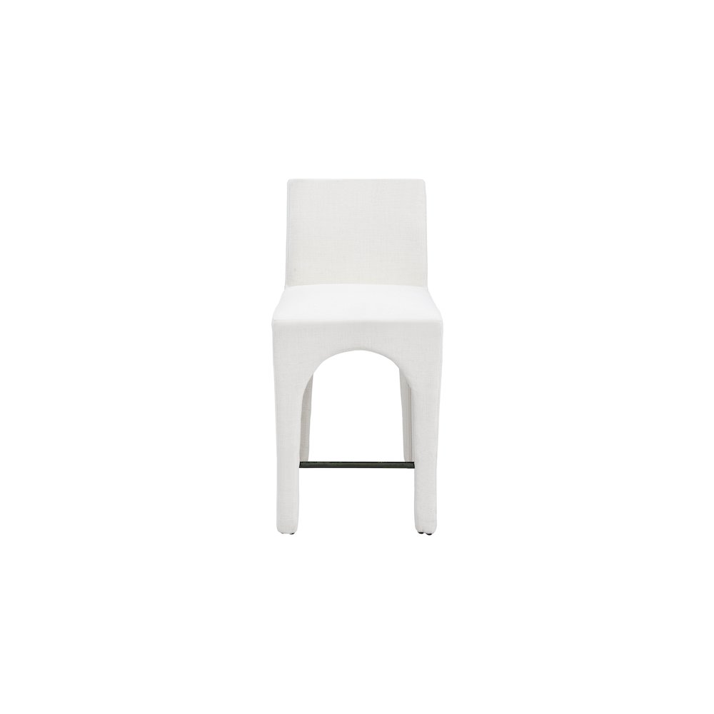 Gramercy Cream Linen Textured Fabric Stool