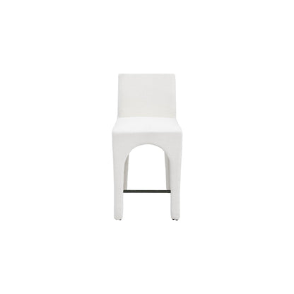 Gramercy Cream Linen Textured Fabric Stool