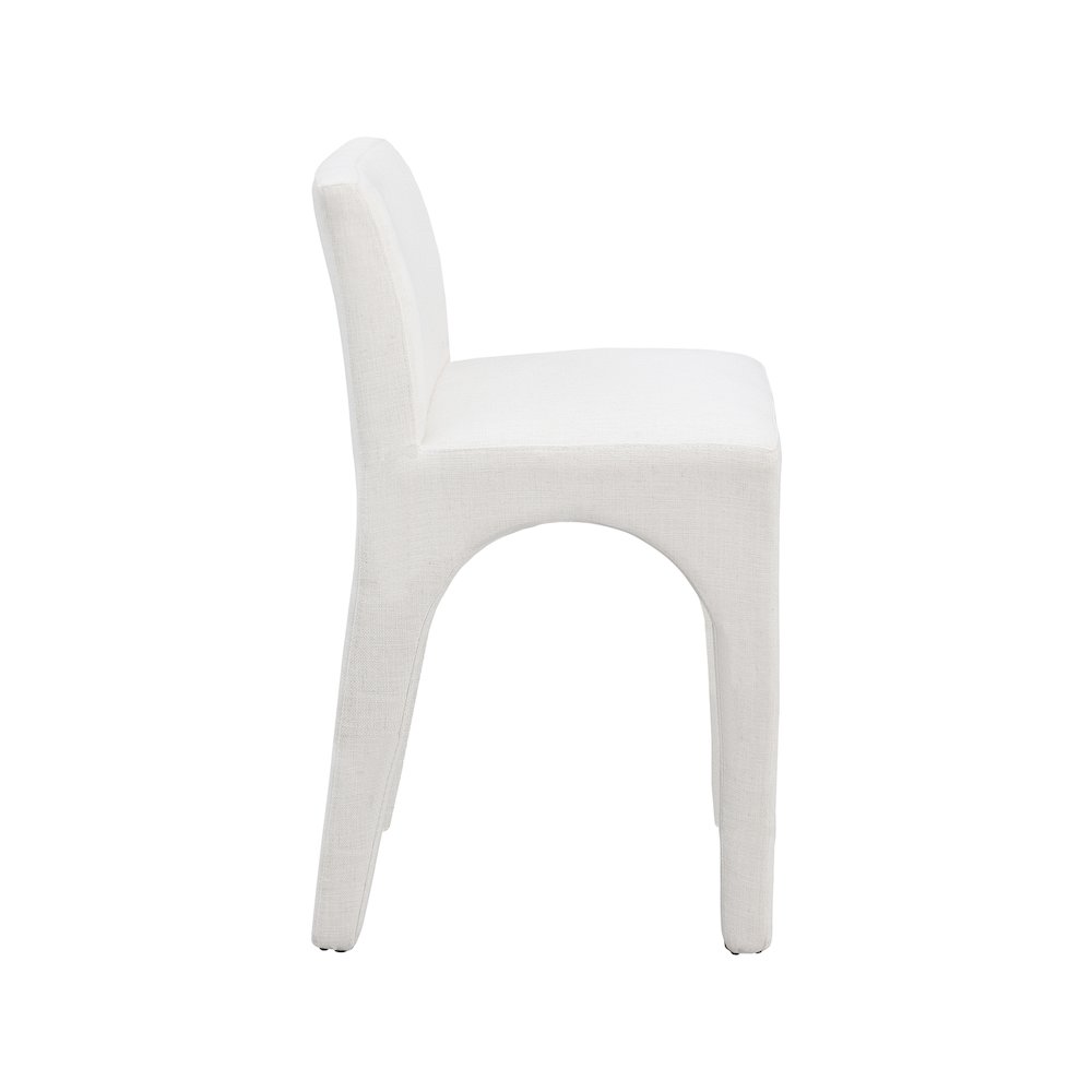 Gramercy Cream Linen Textured Fabric Stool
