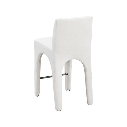 Gramercy Cream Linen Textured Fabric Stool