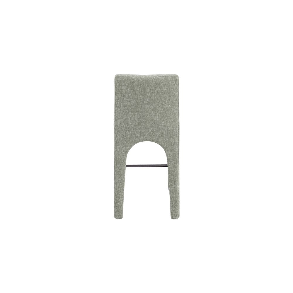 Gramercy Green Linen Textured Fabric Stool