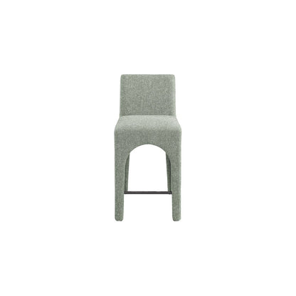 Gramercy Green Linen Textured Fabric Stool