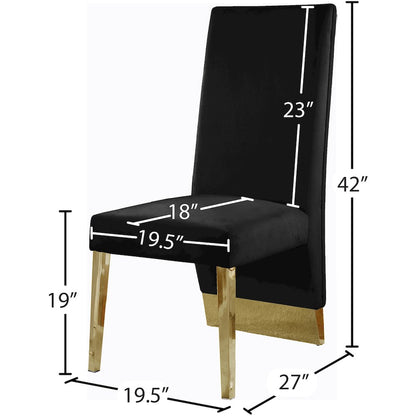 Porsha Black Velvet Dining Chair, Set of 2