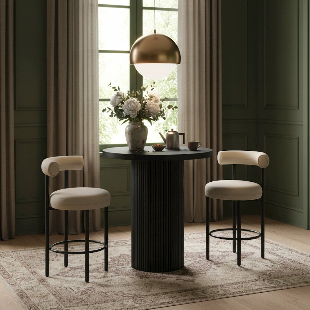 Belinda Black Oak Veneer And Solid Wood Bar Height Table