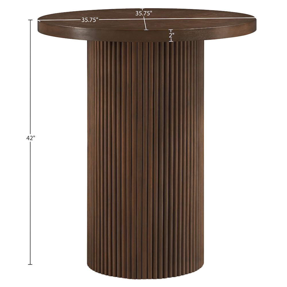 Belinda Brown Oak Veneer And Solid Wood Bar Height Table