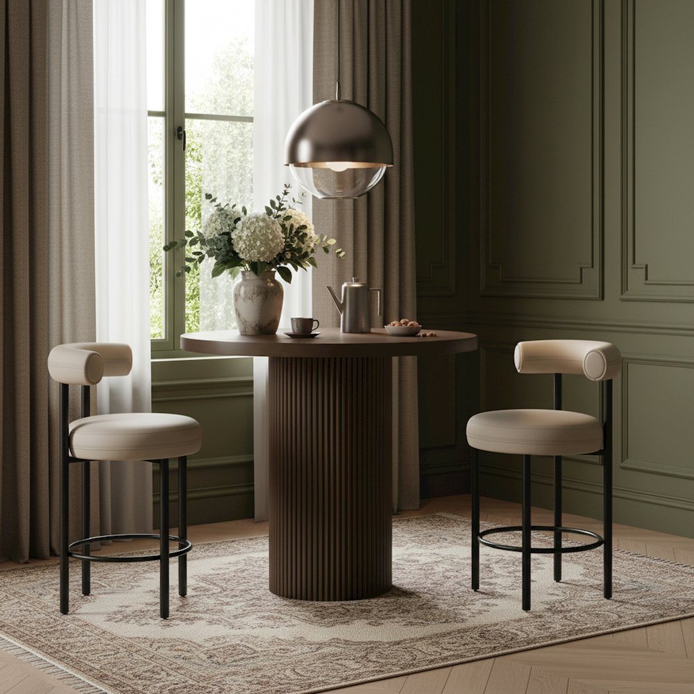 Belinda Brown Oak Veneer And Solid Wood Bar Height Table