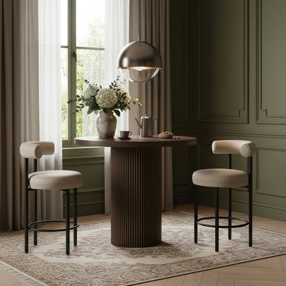 Belinda Brown Oak Veneer And Solid Wood Bar Height Table