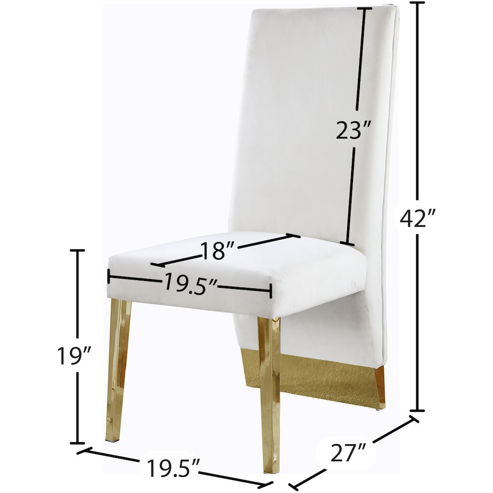 Porsha Cream Velvet Dining Chair, Set of 2