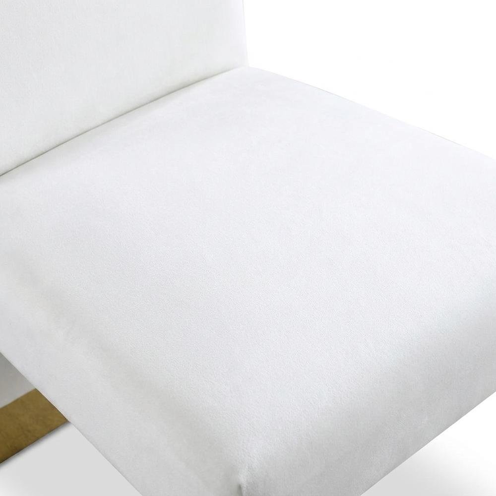 Velvet Upholstered Dining Chairs with Gold Metal Legs, Cream Velvet, Set of 2