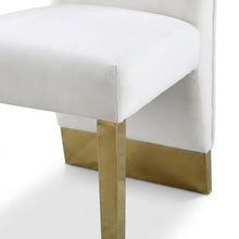Velvet Upholstered Dining Chairs with Gold Metal Legs, Cream Velvet, Set of 2