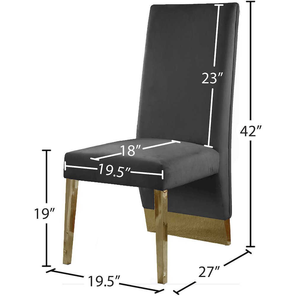 Porsha Grey Velvet Dining Chair, Set of 2