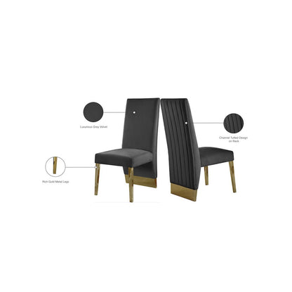 Porsha Grey Velvet Dining Chair, Set of 2
