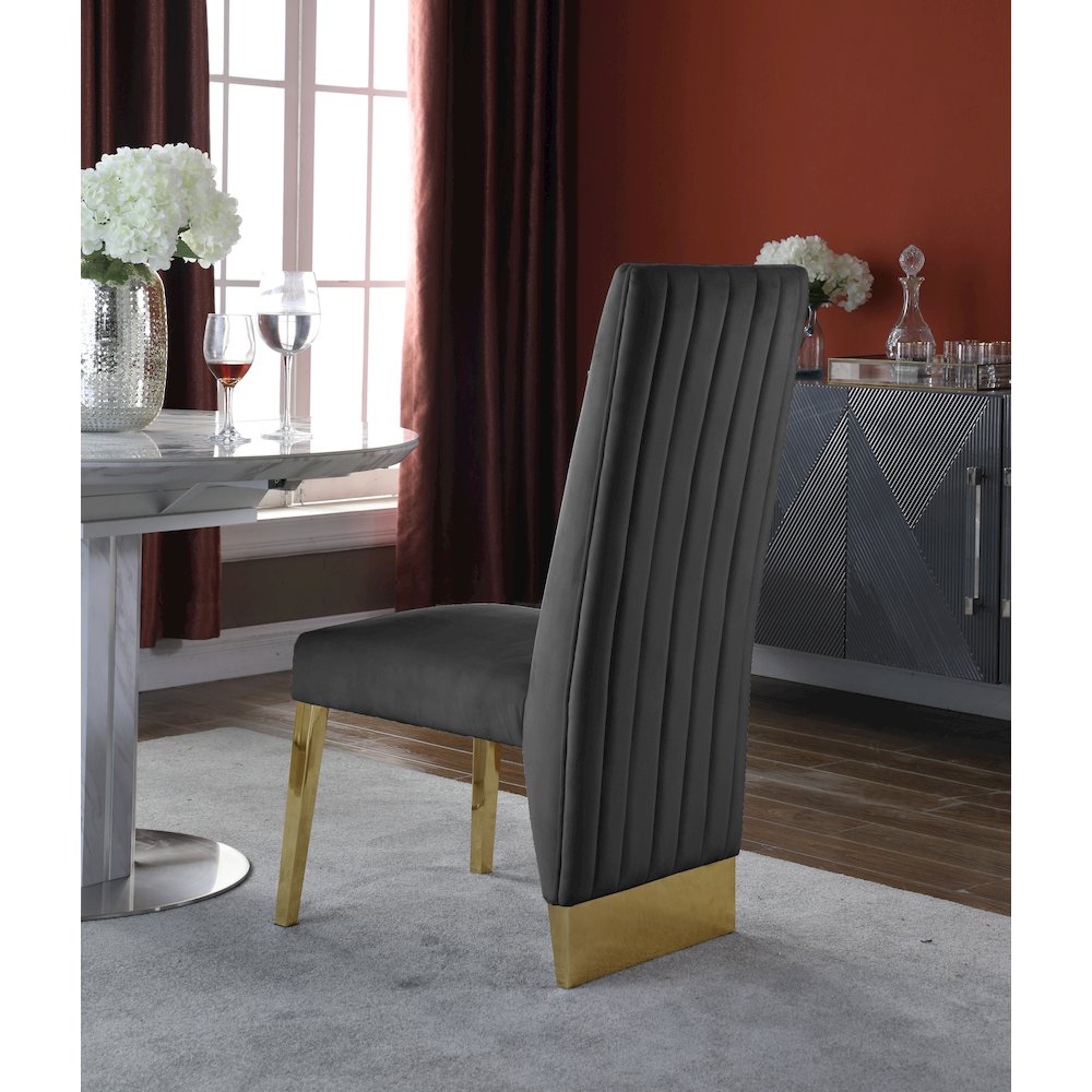Porsha Grey Velvet Dining Chair, Set of 2