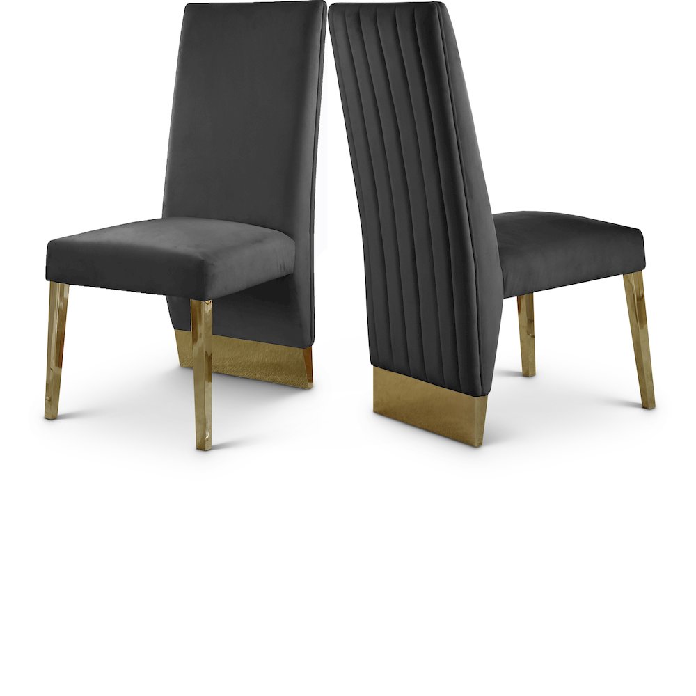 Porsha Grey Velvet Dining Chair, Set of 2