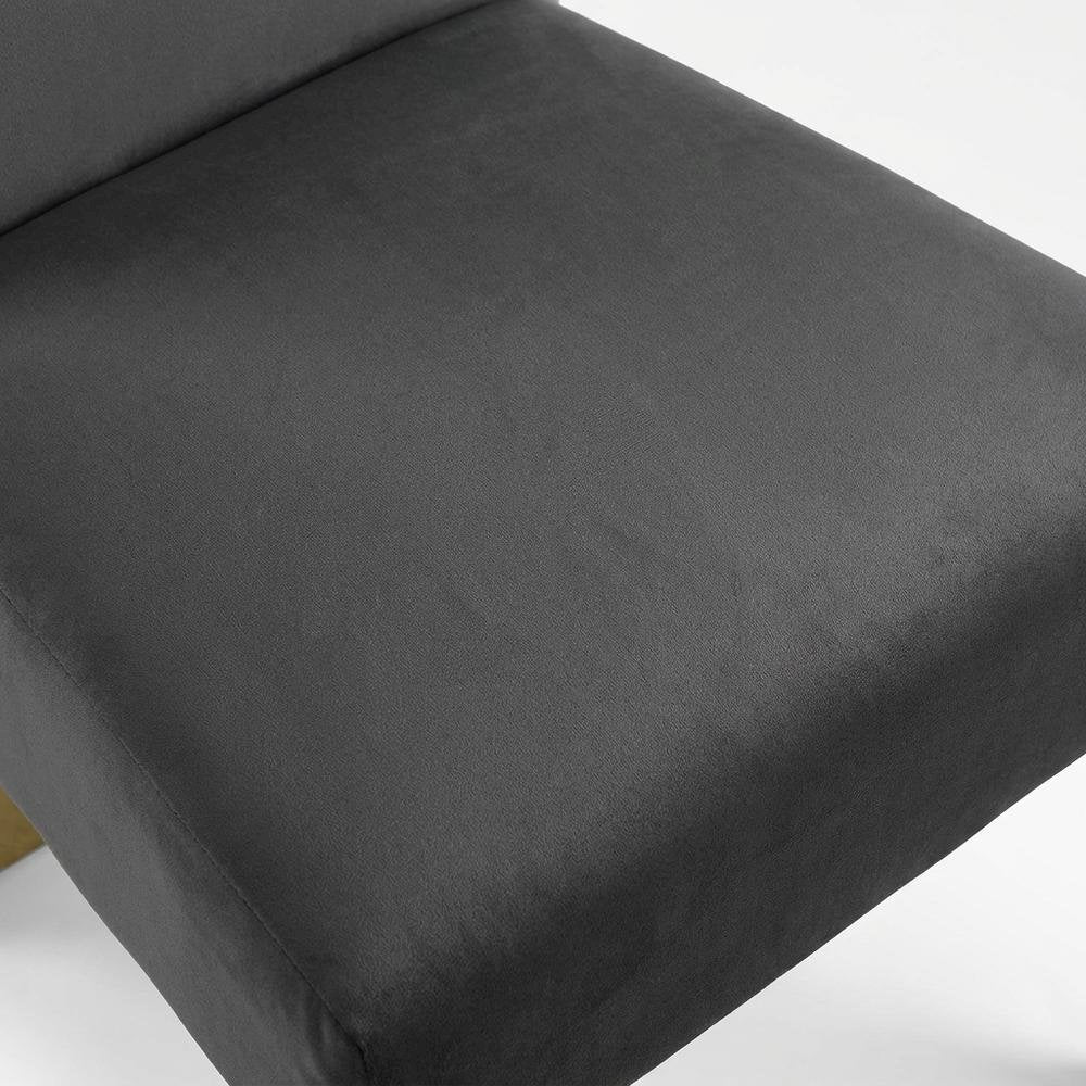 Velvet Upholstered Dining Chairs with Gold Metal Legs, Grey Velvet, Set of 2