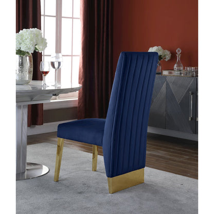 Porsha Navy Velvet Dining Chair, Set of 2