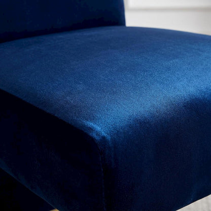Velvet Upholstered Dining Chairs with Gold Metal Legs, Navy Velvet, Set of 2