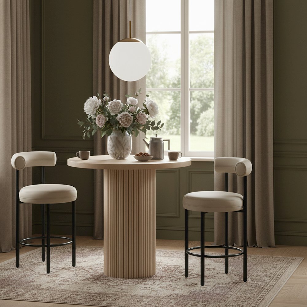 Belinda Natural Oak Veneer And Solid Wood Bar Height Table