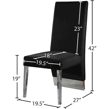 Porsha Black Velvet Dining Chair, Set of 2