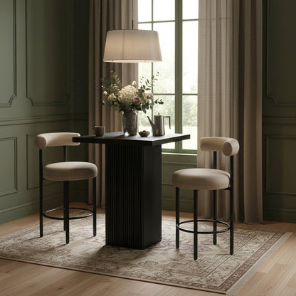 Belinda Black Oak Veneer And Solid Wood Bar Height Table