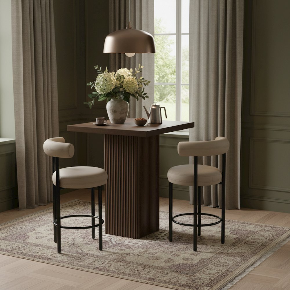 Belinda Brown Oak Veneer And Solid Wood Bar Height Table