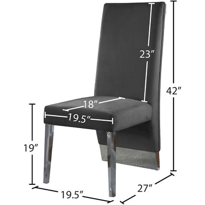 Porsha Grey Velvet Dining Chair, Set of 2