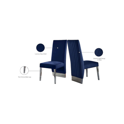 Porsha Navy Velvet Dining Chair, Set of 2