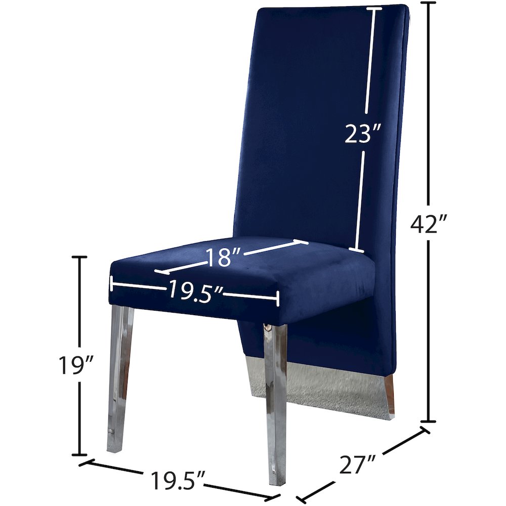 Porsha Navy Velvet Dining Chair, Set of 2