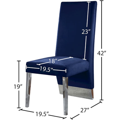 Porsha Navy Velvet Dining Chair, Set of 2