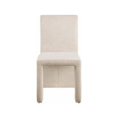 Benson Beige Microsuede Corduroy Fabric Dining Chair, Set of 2