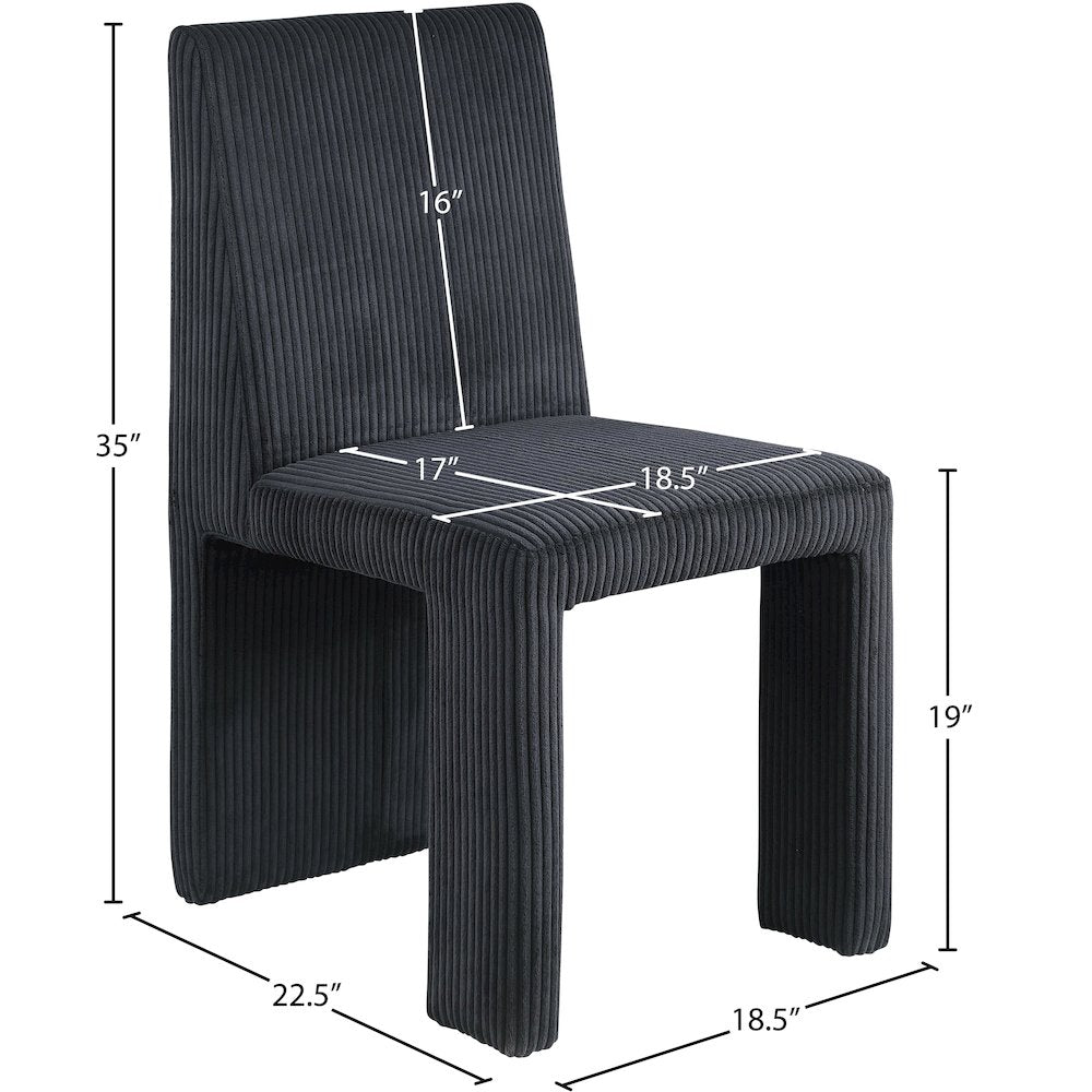 Benson Black Microsuede Corduroy Fabric Dining Chair, Set of 2