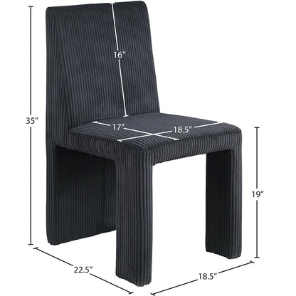 Benson Black Microsuede Corduroy Fabric Dining Chair, Set of 2