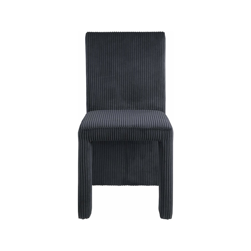 Benson Black Microsuede Corduroy Fabric Dining Chair, Set of 2
