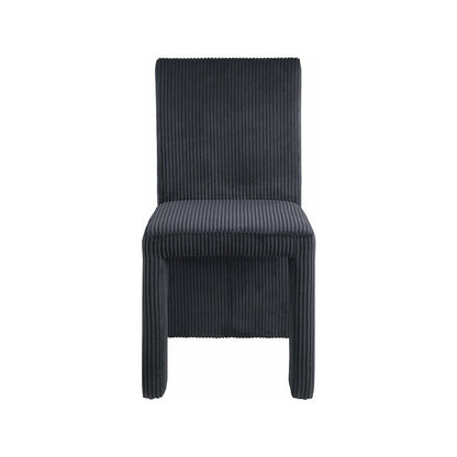 Benson Black Microsuede Corduroy Fabric Dining Chair, Set of 2