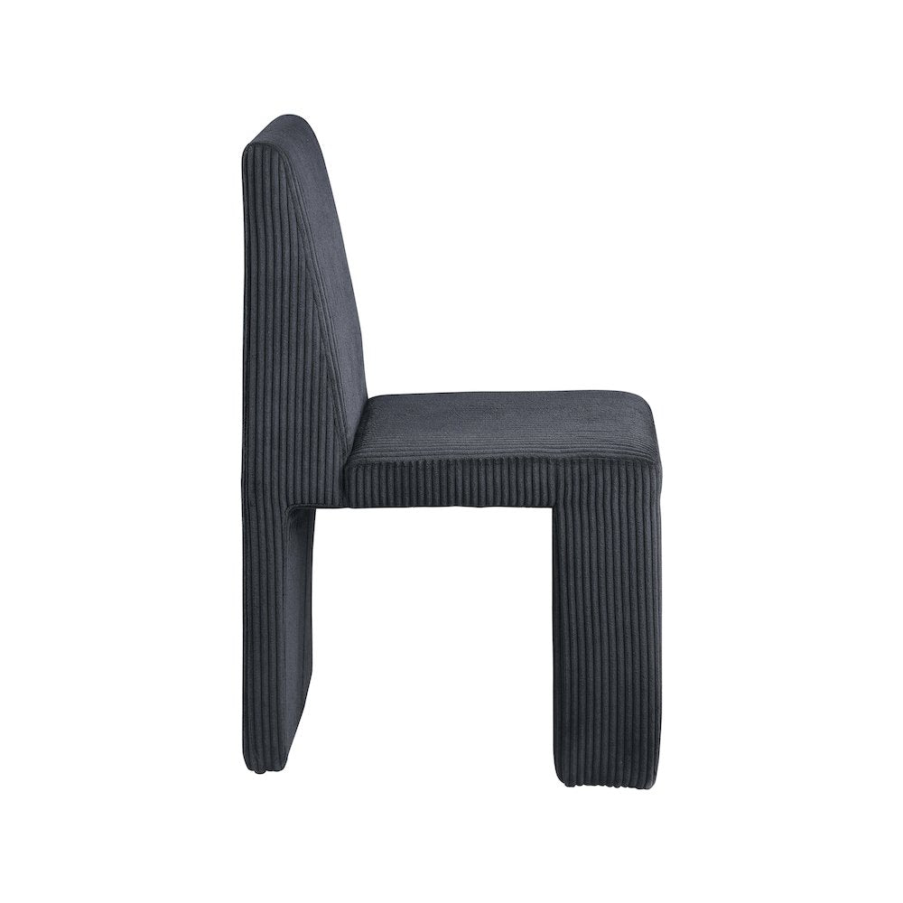 Benson Black Microsuede Corduroy Fabric Dining Chair, Set of 2