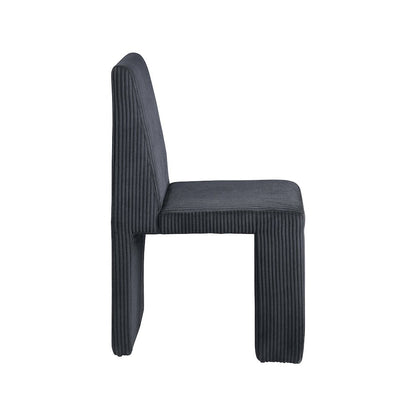 Benson Black Microsuede Corduroy Fabric Dining Chair, Set of 2