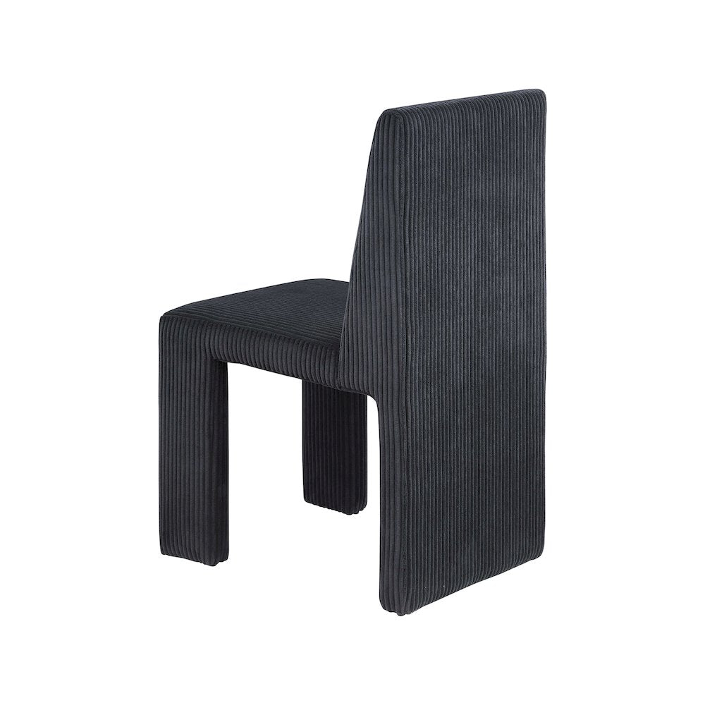 Benson Black Microsuede Corduroy Fabric Dining Chair, Set of 2