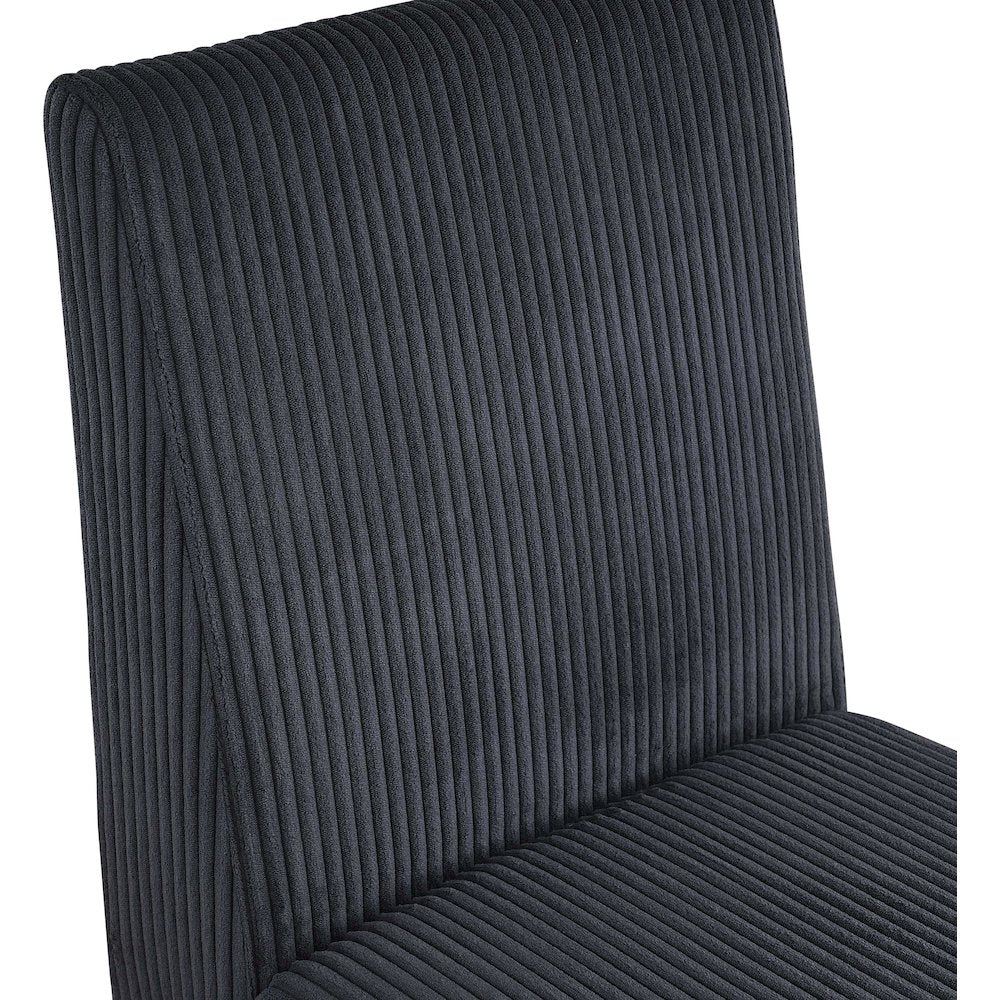 Benson Black Microsuede Corduroy Fabric Dining Chair, Set of 2